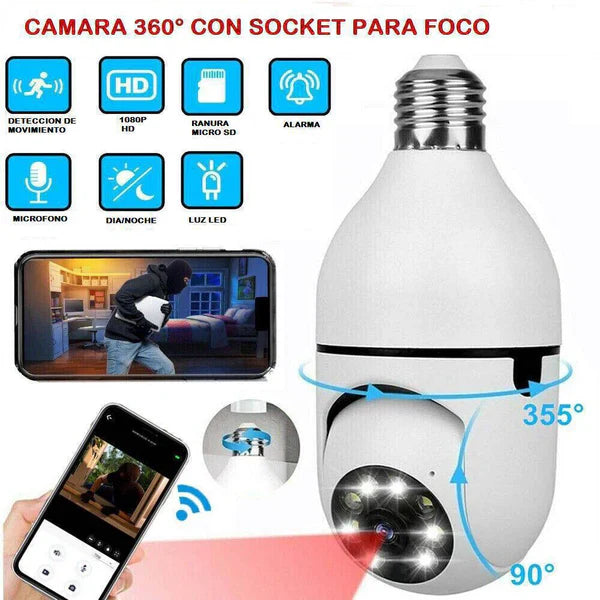 Cámara Wifi 360 Tipo Foco - Dia/Noche